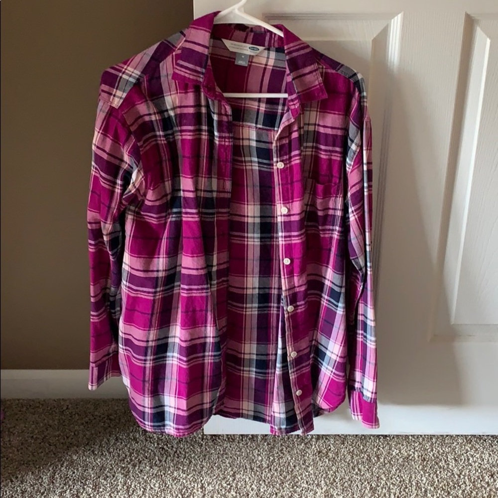 Purple plaid button down